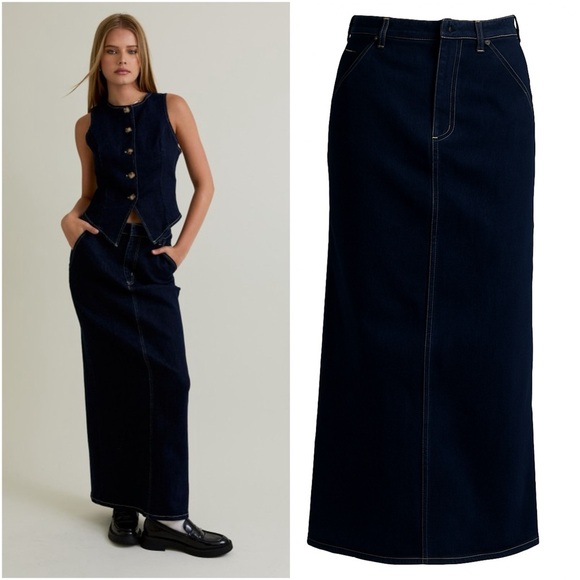 High Waist Denim Skirt - Picture 1 of 5